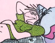 [...i zblienie na twarz narysowanej na niej postaci.]